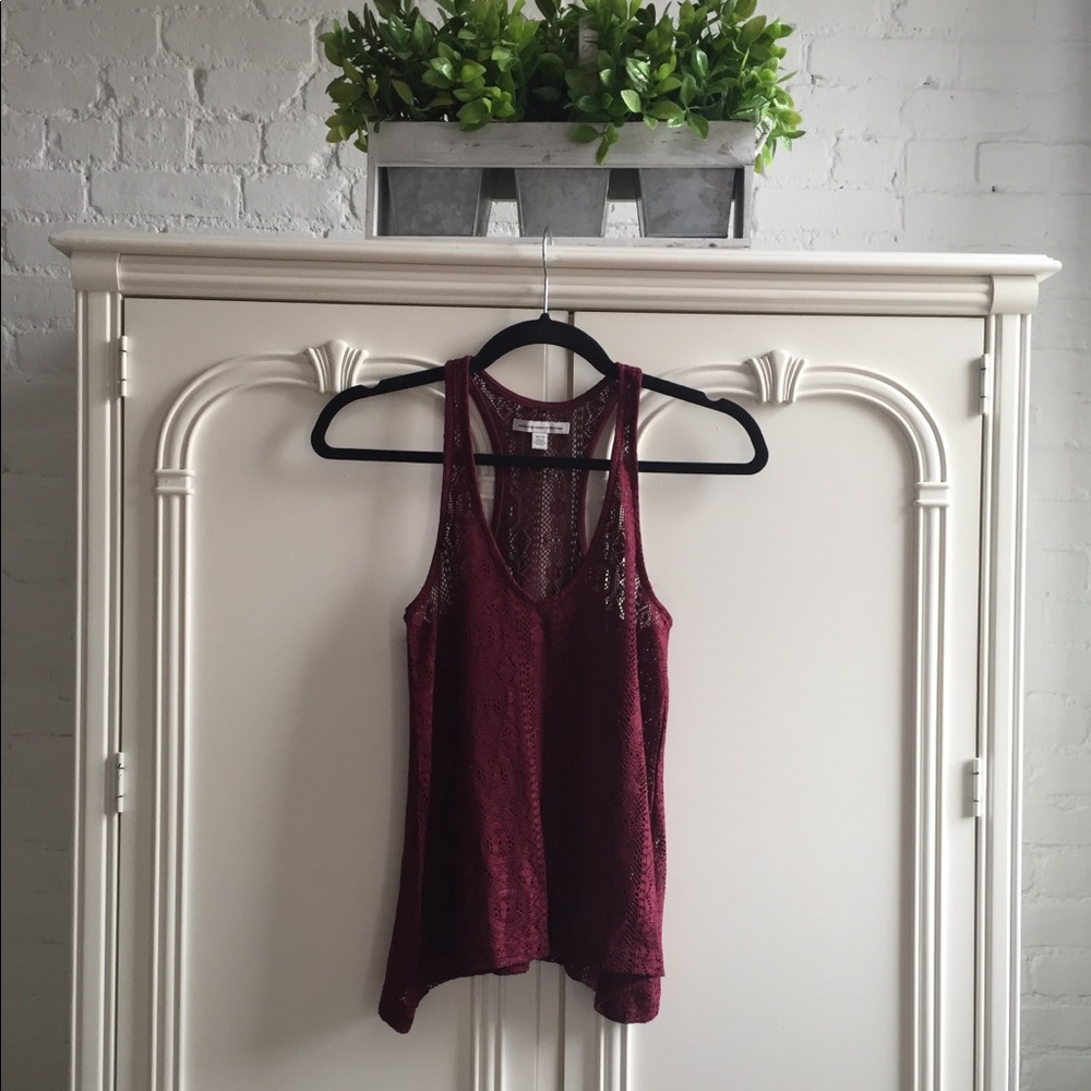 American Eagle Burgundy Lace Tank